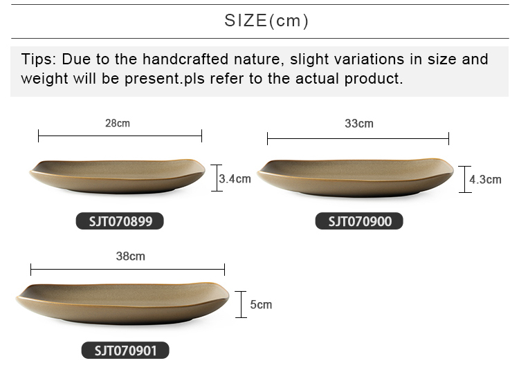 Italian Creative Kitchenware Tableware 28cm 33cm 38cm Brown Rectangular plate