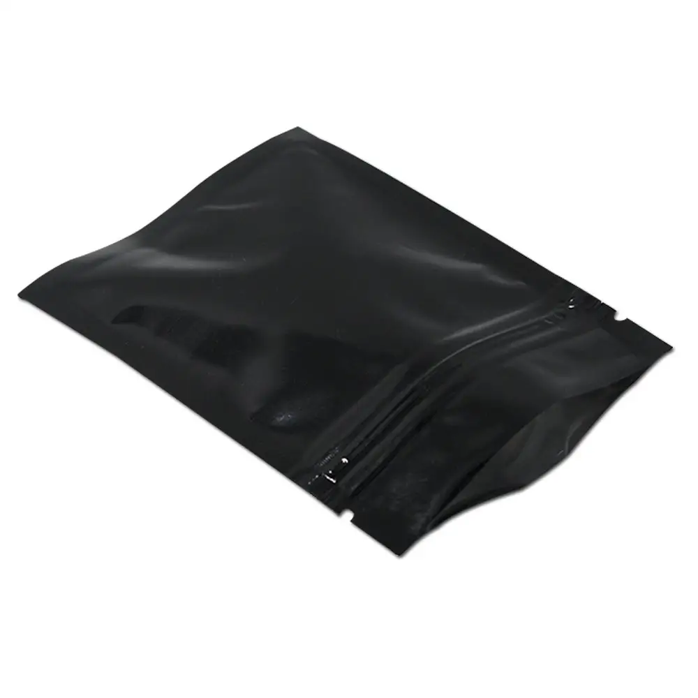 Matte Ziplock Packaging Bag Black Aluminum Foil Smell Proof Mylar Ziplock Plastic Coffee Bags