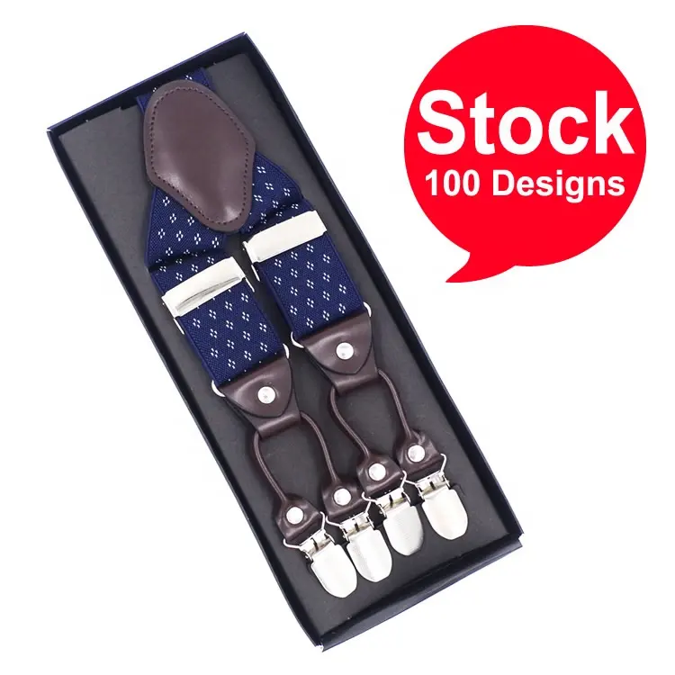 Wholesale Personalized Elastic Heavy Duty Male 3.5cm Wide Clip-on Y Back Blue Men Suspenders