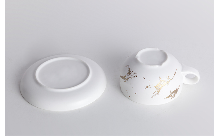 Custom Design Luxury Gold Marble Cup With Saucer Set