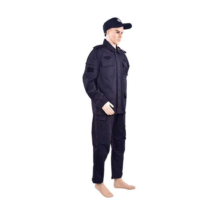 High quality long sleeve 100 cotton security guard uniforms design black security uniform suit for man