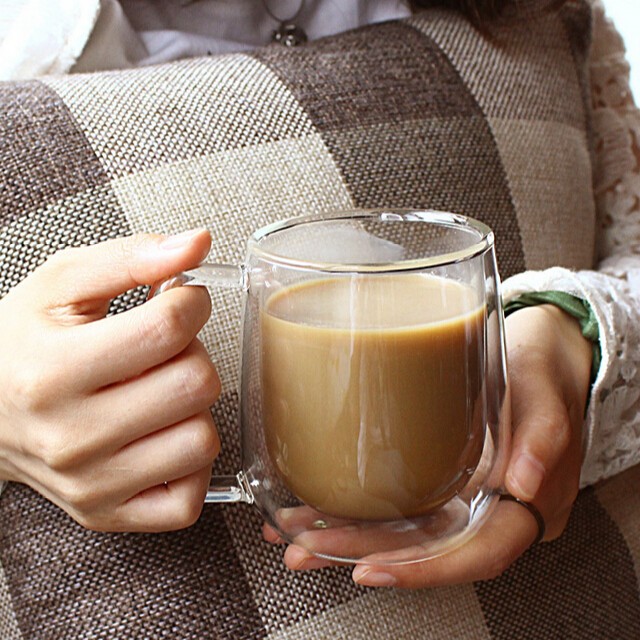 6 oz Strong Double Wall Insulated Borosilicate Thermo Glass Coffee Tea Cups Glass Mug