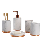 Hotel Rose Gold Metal Base Ceramic Bathroom Accessories Whit Marble Effect