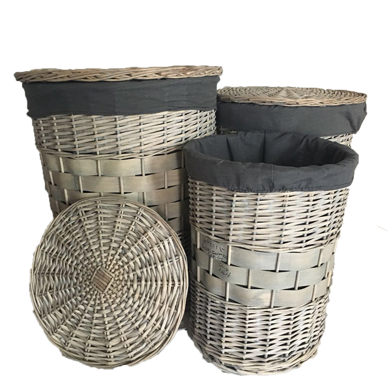 wholesale woven wicker laundry basket with lids lining handmade