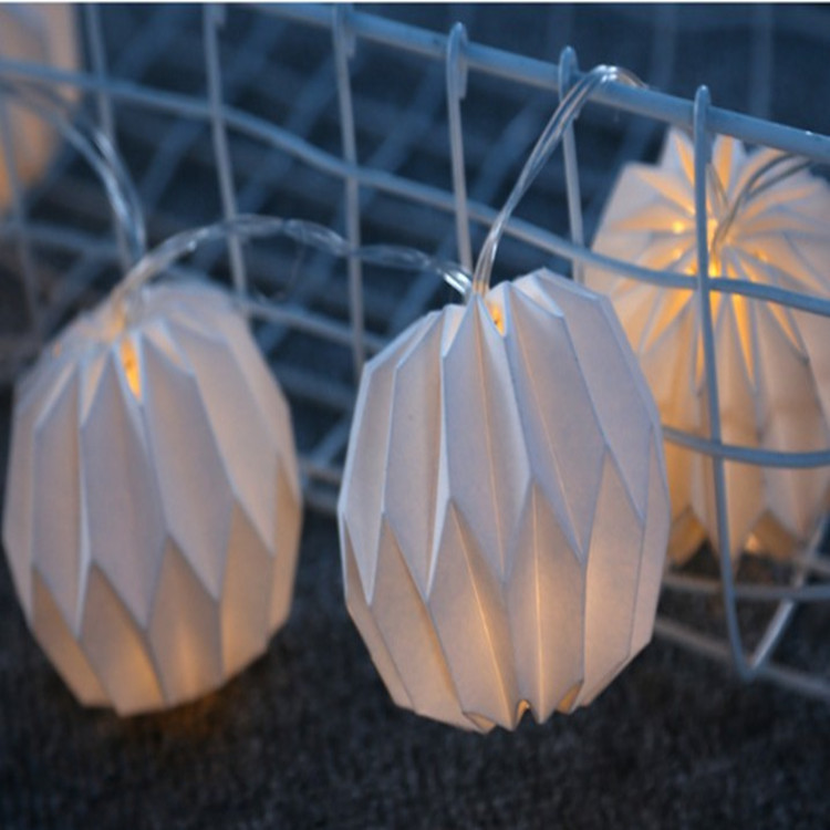 Poland popular Christmas Paper lantern LED string lights 10 warm white battery operated lanterns string light