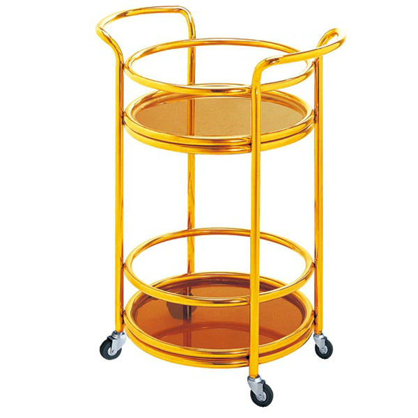 Hotel Supplies Round Liquor Trolley In Gold