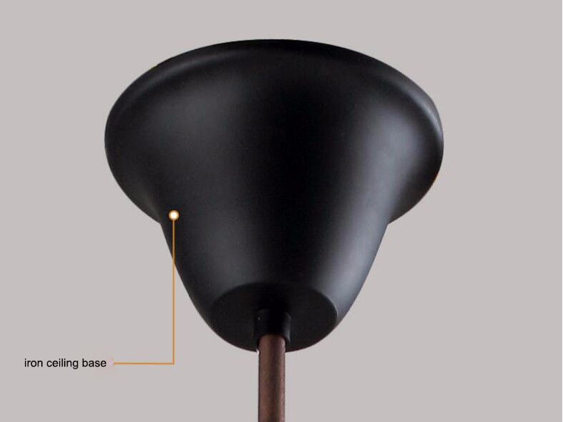 Unique design retro copper solid wood half moon iron shade pendant lamp for reception