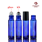 10ml glass bottle with stainless steel roller and black plastic cap
