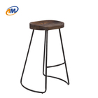 Elegant Simple Metal & Wooden Bar Seat Stool Tops