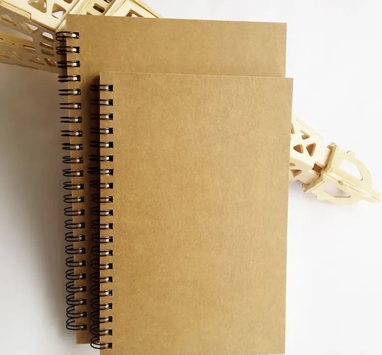 Factory promotional novel kraft spiral binding blank notebook for scrawl