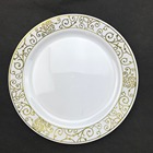 China Wholesale Cheap Plastic Plate With Gold Rim