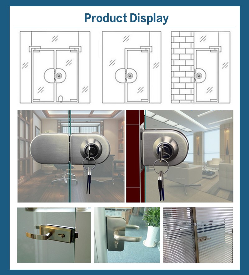 Glass Door Lock For Folding Door Stainless Steel Door Handle Locks Glass Sliding Door Lock