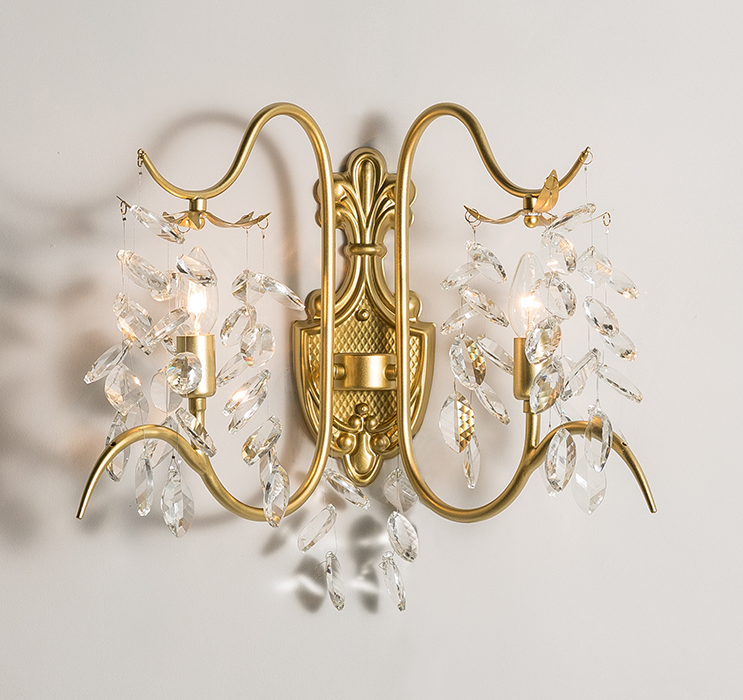 wall lamps luxury brass crystal E14 candle bedroom hotel art deco lights