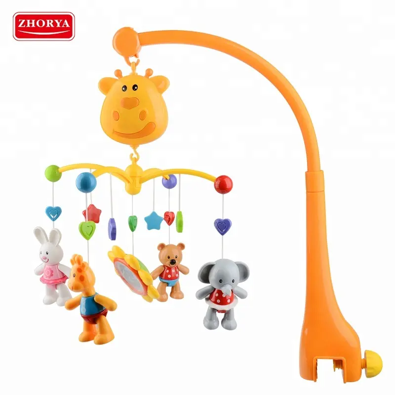 Lovely musical electric hanging spin follow bed bell baby mobile hanger toy for infant