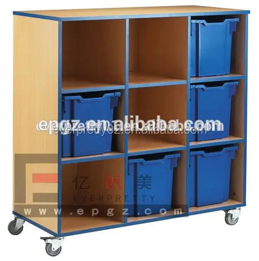 Children Cabinet Daycare Children Furniture Wood Storage Cabinet With Casters Children Toys Storage Units