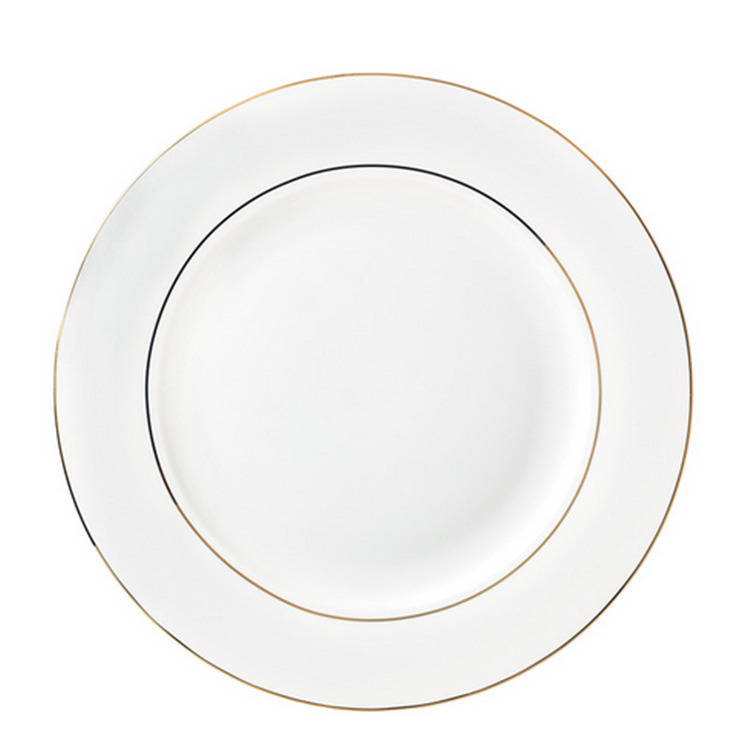Wholesale flat banquet dinnerware crockery wedding porcelain charger plate with gold rim