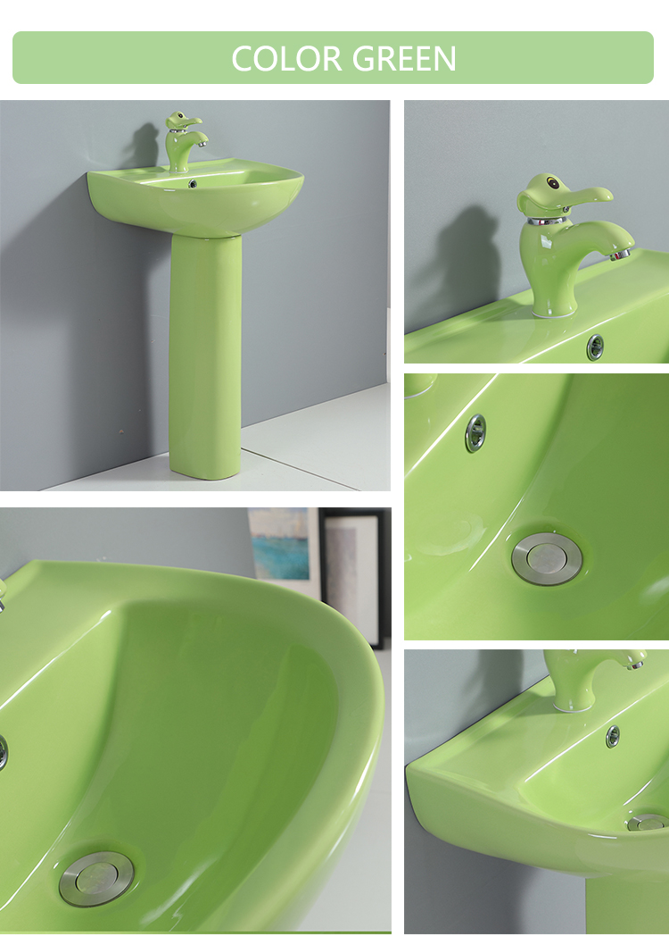 Various colors smooth color pedestal price stand alone wash basin