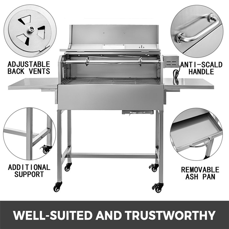340 Stainless Steel Portable  Square Charcoal BBQ Grill
