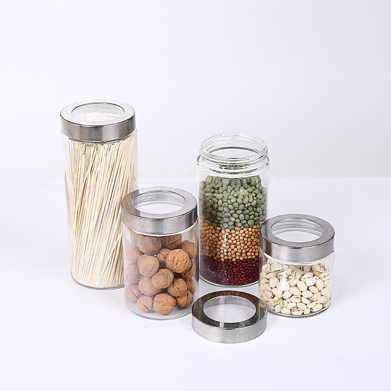 Round glass food container with Acrylic lid