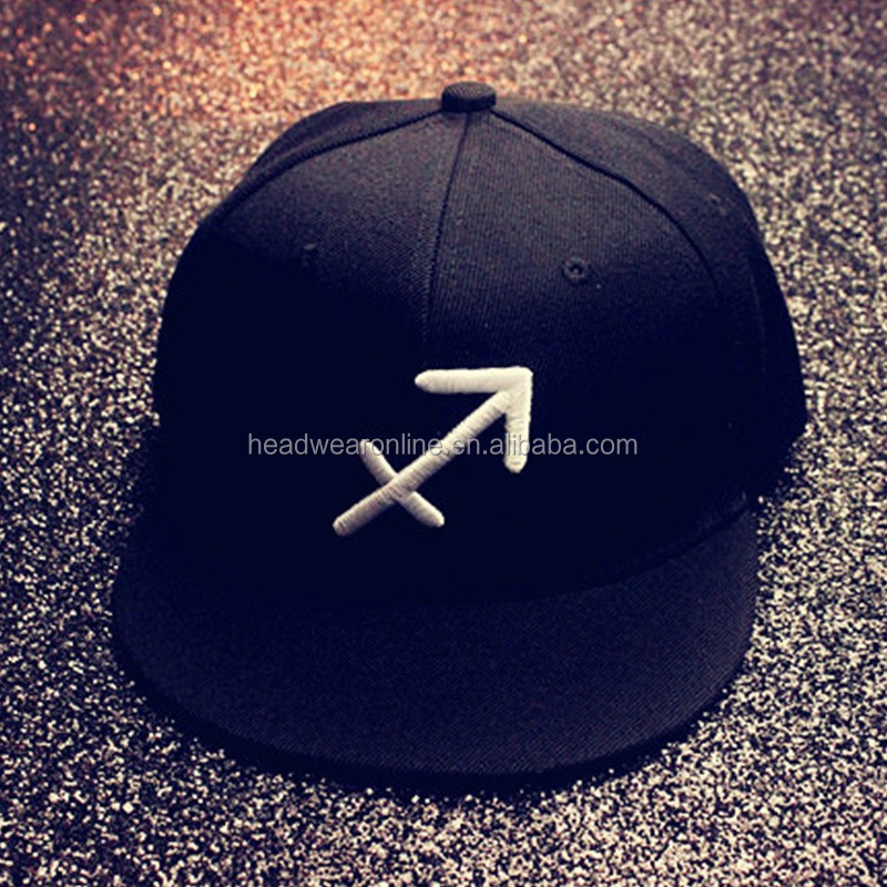 Men hats Plain Black Snap Back Cap Design Snapback Cap With3D Embroidery