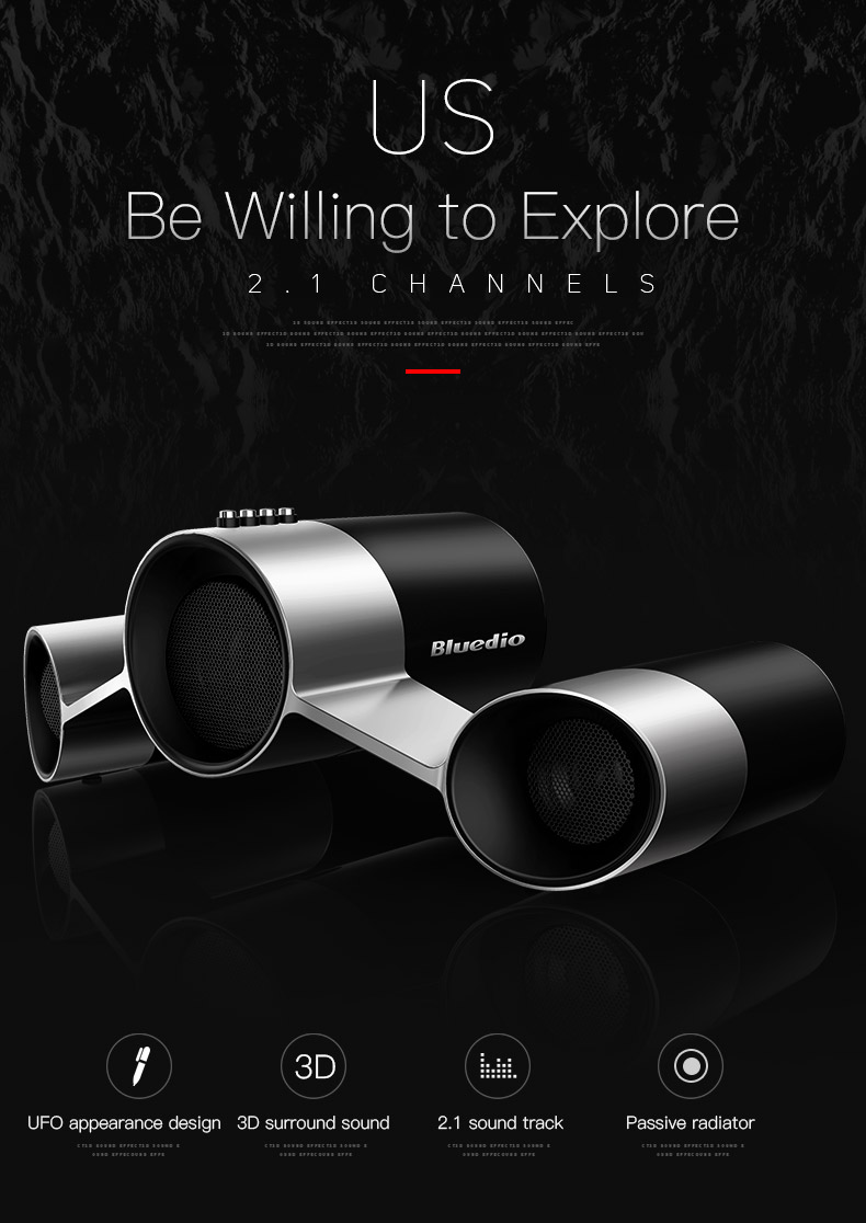 Bluedio US (UFO) Wireless FPR Blue tooth Satellite Speaker System with Mic,Fashionable 10W Output Power from 3 Drivers