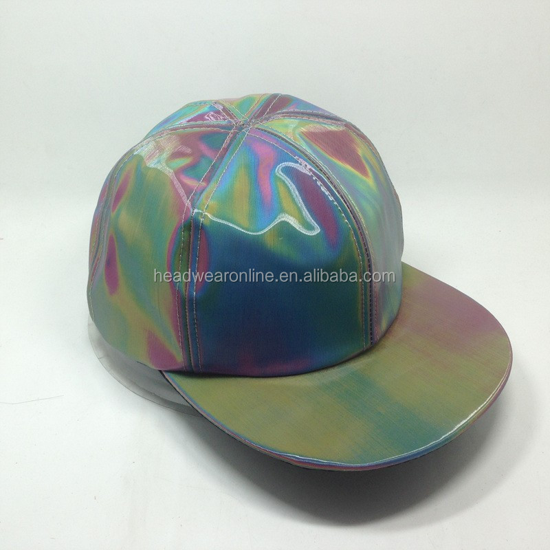Waterproof Snapback Cap With Rainbow Custom Laser PVS Fitted Hip Hop 5 panel hats