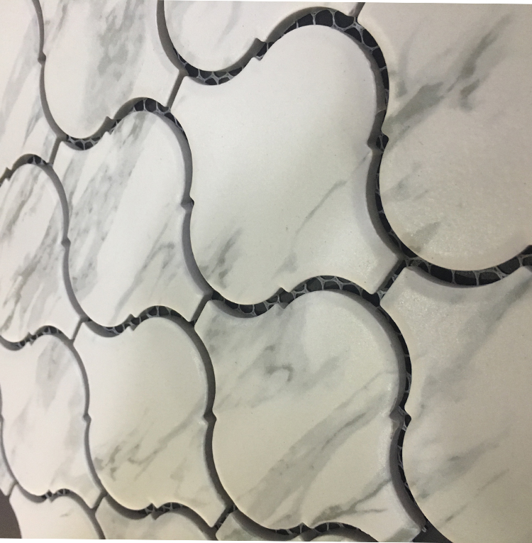 Crema Marfil Ceramic Mosaic Tile Matt Baby Skin Mosaic Marble Texture Carrara White Arabesque Mosaic