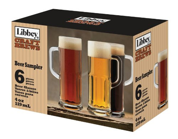 Dimensions 6''W (with handle) x 7 7/8H x 4D 34oz glass beer mug