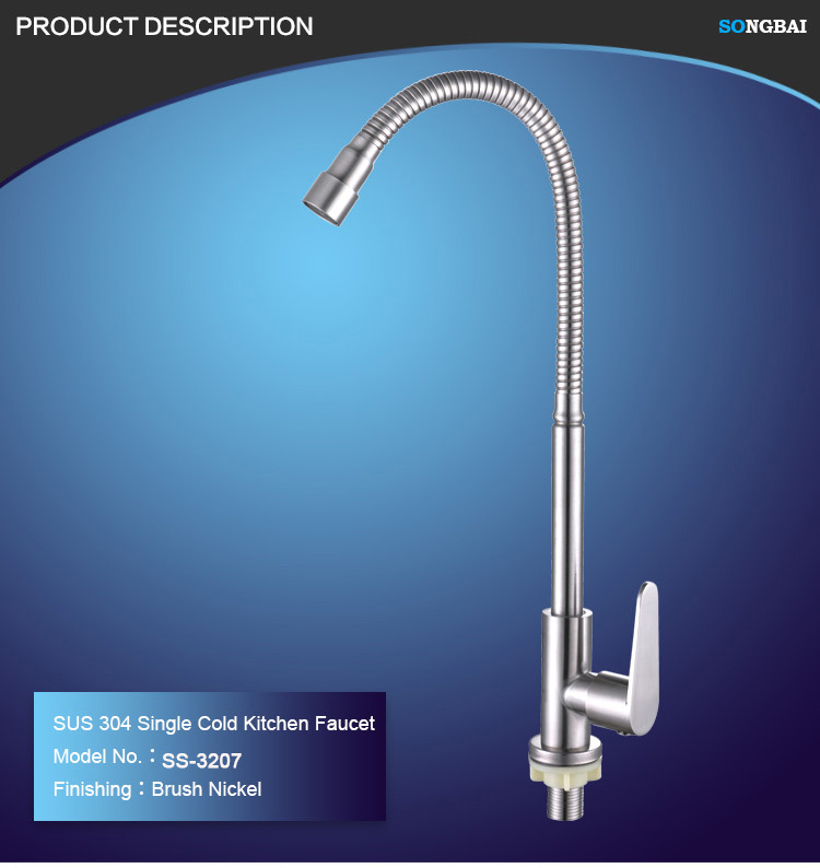 Cheap price SUS 304 stainless steel single cold kitchen filter deck mounted single handle water faucet tap