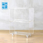 Transparent Narrow Coffee Table with Wheels Restaurant Acrylic Wine Serving Trolley