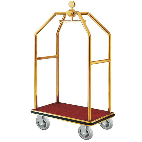 Golden Plated Hotel Bell Boy Luggage Trolley for Sale