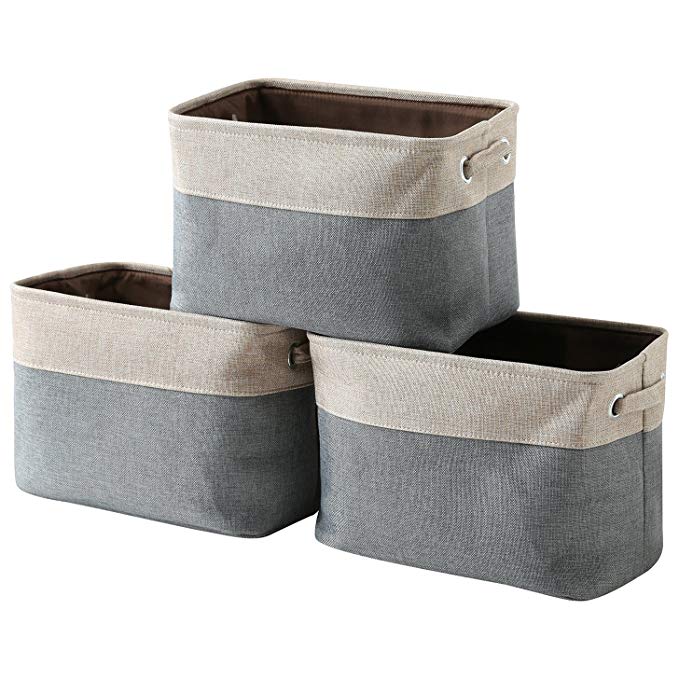 3 pièces toile de coton grand pliable pliable vêtement jouet vêtements paniers de rangement boîtes sac