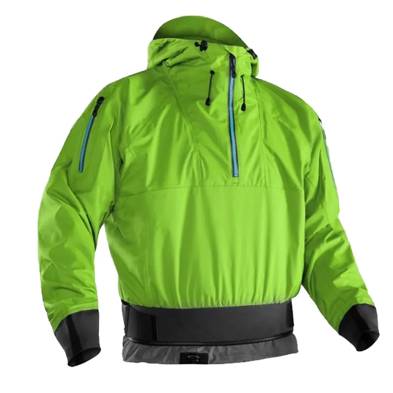 Wholesale Mens padding Jacket Waterproof Kayaking Overskirt Windproof Dry Suit Articulated Hood and Neoprene Cuffs