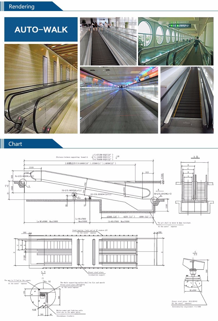 0.5m/s rated speed commercial escalator moving walk price