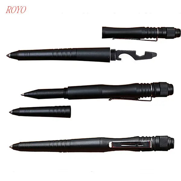 6 in 1 promotional gift self defense led light ball pen, metal multitool pen, multi tool tactical pen