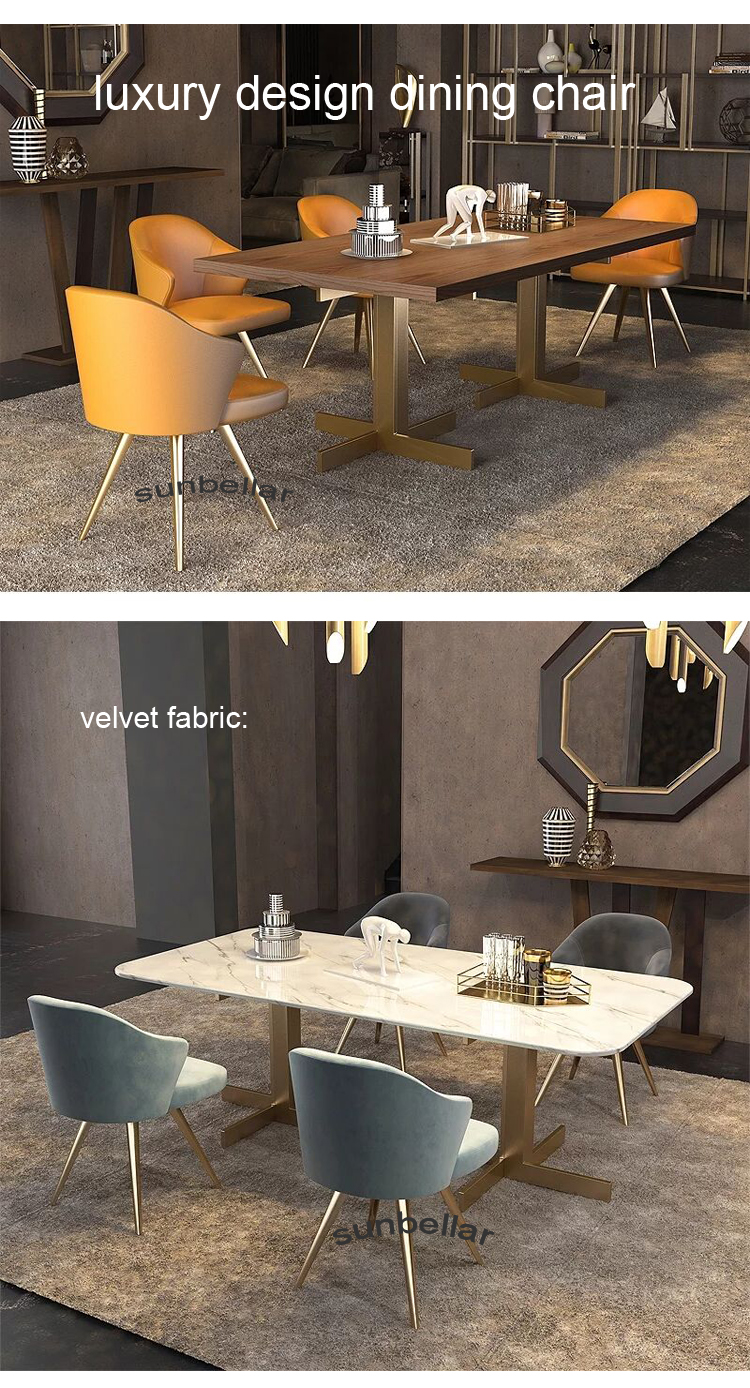 Foshan furniture factory dining chair fabric velvet gold stainless steel legs restaurant dinning room chair