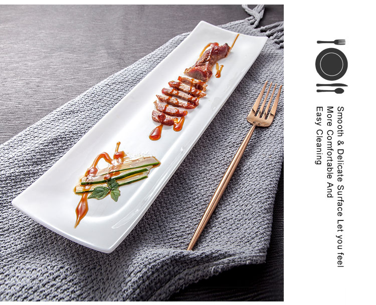 Dining Hall Ceramic Rectangle Long Plates Dishes