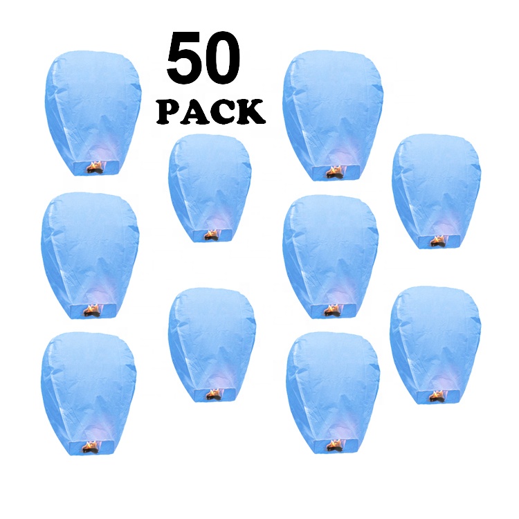 New Wishing Lantern Chinese Paper Sky Floating Lamp 50-Pack 100/% Biodegradable