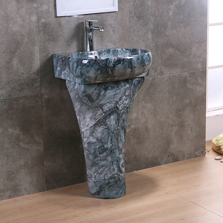 Outdoor washbasin sink  Chinese white color ceramic two piece wash basin pedestal bathroom sink