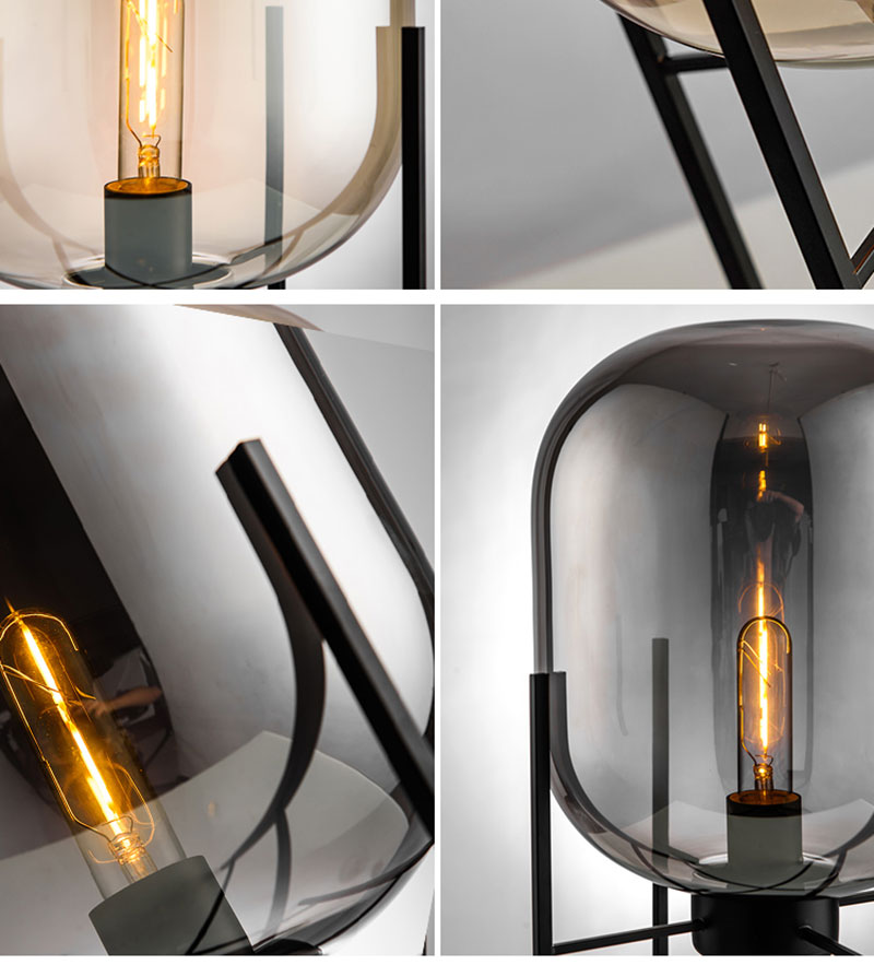 glass contemporary floor lamp retro industrial wind metal floor lamp for bedroom and coffee house