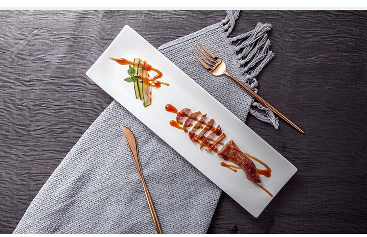 Dining Hall Ceramic Rectangle Long Plates Dishes