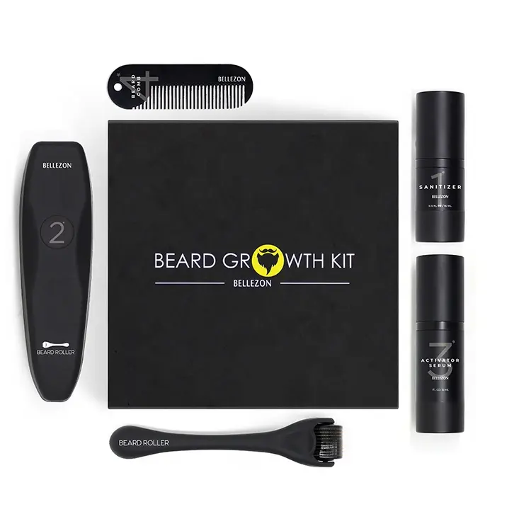 Organic Beard Growth Oil Spray Serum Kit with Beard Roller
