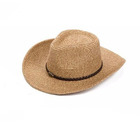Promotional Customized Logo wholesale Bulk Panama Straw Hats Summer Beach Cheap Mexican Straw Cowboy Hat For Men