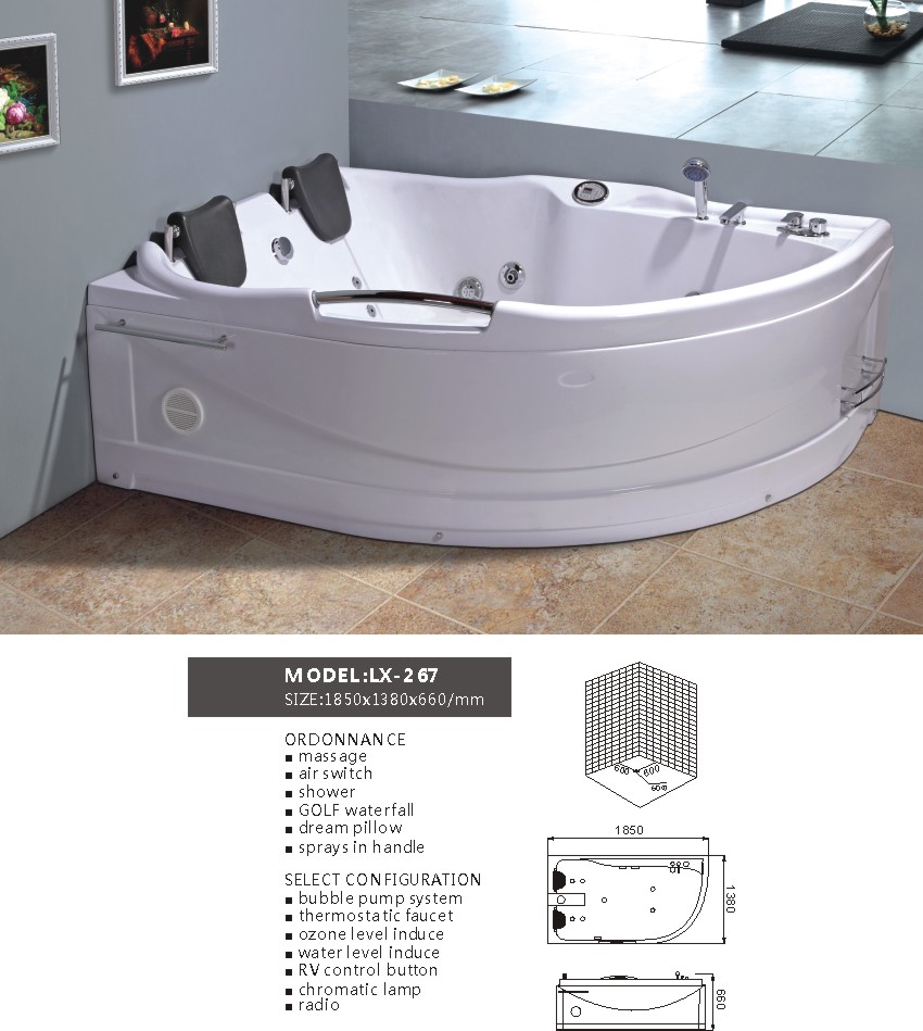China Supplier Multi-Function Modern 2 Person Bathroom Spa Bathtub