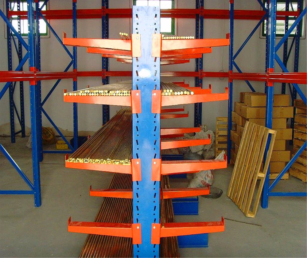 Double Side Based Cantilever Storage Racks Selective Metal Shelving With Iron Tube 0