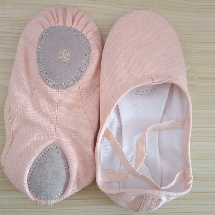 Professional High Quality Low MOQ Kids Girls Canvas Split Sole Flats Dance Ballet Shoe