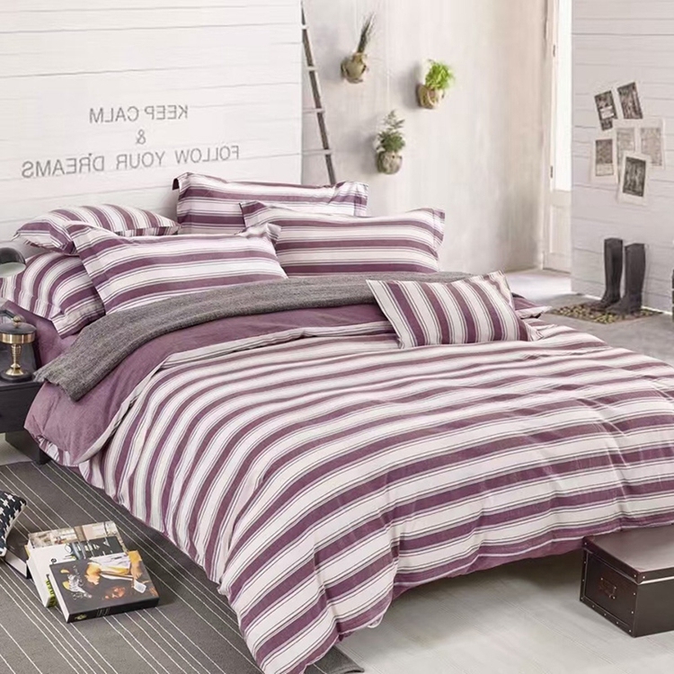 Custom 4PCS 1200 thread count stripes microfiber comforter set bedsheet cotton bed sheet