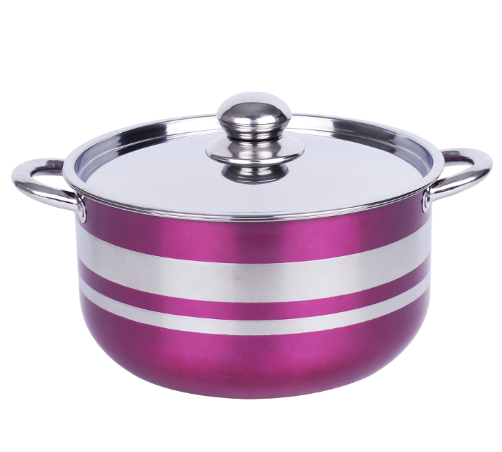 Colorful Double Bottom Stainless Steel Cooking Pots commercial cooking pots
