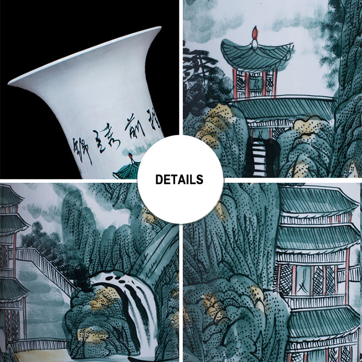Traditional blue and white design living room decoration floor vase ceramic large tall vase