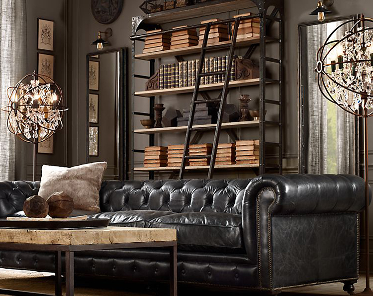 Online customization elegant Retro type iron floor lamp and crystal floor lamp for coffee shop restaurant clothing shop